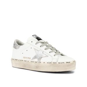 Golden Goose Hi Star Sneaker in White & Silver size EU 39